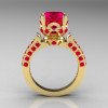 Classic French 14K Yellow Gold 3.0 Carat Ruby Solitaire Wedding Ring R401-14KYGR-2