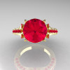 Classic French 14K Yellow Gold 3.0 Carat Ruby Solitaire Wedding Ring R401-14KYGR-4