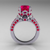 Classic French 14K White Gold 3.0 Carat Ruby Solitaire Wedding Ring R401-14KWGR-2