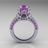 Classic French 18K White Gold 3.0 Carat Lilac Amethyst Solitaire Wedding Ring R401-18KWGR-2