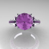 Classic French 18K White Gold 3.0 Carat Lilac Amethyst Solitaire Wedding Ring R401-18KWGR-4