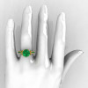 Classic French 14K Yellow Gold 3.0 Carat Emerald Solitaire Wedding Ring R401-14KYGE-5