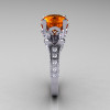 Classic French 14K White Gold 3.0 Carat Orange Sapphire Diamond Solitaire Wedding Ring R401-14KWGDOS-3
