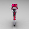 Classic French 14K White Gold 3.0 Carat Ruby Solitaire Wedding Ring R401-14KWGR-3