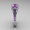Classic French 18K White Gold 3.0 Carat Lilac Amethyst Solitaire Wedding Ring R401-18KWGR-3
