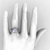 Modern Antique 14K White Gold 3.0 Carat Simulation and Natural Diamond Solitaire Wedding Ring R214-14KWGDSD-5