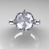 Modern Antique 14K White Gold 3.0 Carat Simulation and Natural Diamond Solitaire Wedding Ring R214-14KWGDSD-4