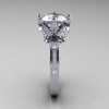 Modern Antique 14K White Gold 3.0 Carat Simulation and Natural Diamond Solitaire Wedding Ring R214-14KWGDSD-3