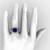 Modern Antique 14K White Gold 3.0 Carat Blue Sapphire Diamond Solitaire Wedding Ring R214-14KWGDBS-5