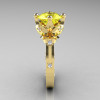 Modern Antique 14K Yellow Gold 3.0 Carat Yellow Topaz Diamond Solitaire Wedding Ring R214-14KYGDYT-3