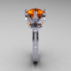 Modern Antique 10K White Gold 3.0 Carat Orange Sapphire Diamond Solitaire Wedding Ring R214-10KWGDOS-3