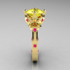 Modern Antique 14K Yellow Gold 3.0 Carat Yellow Pink Sapphire Solitaire Wedding Ring R214-14KYGYPS-3