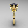 Modern Antique 14K Yellow Gold 3.0 Carat Black Diamond Solitaire Wedding Ring R214-14KYGBD-3