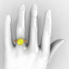Modern Antique 14K Yellow Gold 3.0 Carat Yellow Pink Sapphire Solitaire Wedding Ring R214-14KYGYPS-5