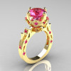 Modern Antique 14K Yellow Gold 3.0 Carat Pink Sapphire Solitaire Wedding Ring R214-14KYGPS-2