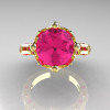 Modern Antique 14K Yellow Gold 3.0 Carat Pink Sapphire Solitaire Wedding Ring R214-14KYGPS-4