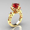 Modern Antique 18K Yellow Gold 3.0 Carat Ruby Solitaire Wedding Ring R214-18KYGR-2