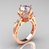Modern Antique 14K Rose Gold 3.0 Carat Simulation Diamond Solitaire Wedding Ring R214-14KRGSD-2
