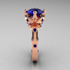 Modern Antique 10K Rose Gold 3.0 Carat Blue Sapphire Solitaire Wedding Ring R214-10KRGBS-3