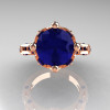 Modern Antique 10K Rose Gold 3.0 Carat Blue Sapphire Solitaire Wedding Ring R214-10KRGBS-4