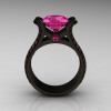 Modern 14K Black Gold 3.0 Carat Pink Sapphire Bridal Ring R196-14KBGPS-2