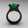 Modern 14K Black Gold 3.0 Carat Emerald Bridal Ring R196-14KBGE-2