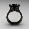 Modern 14K Black Gold 3.0 Carat Black Diamond Bridal Ring R196-14KBGBD-2