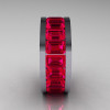 Mens Modern 10K White Gold Ruby Channel Cluster Infinity Wedding Band R174-10WGSDR-2