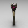 Classic 14K Black Gold Marquise Pink Sapphire 1.0 Carat White Sapphire Solitaire Ring R90-14KBGPSWS-3