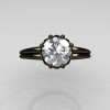 Classic 14K Black Gold Marquise Pink Sapphire 1.0 Carat White Sapphire Solitaire Ring R90-14KBGPSWS-4