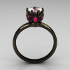 Classic 14K Black Gold Marquise Pink Sapphire 1.0 Carat White Sapphire Solitaire Ring R90-14KBGPSWS-2