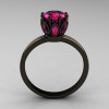 Classic 14K Black Gold Marquise 1.0 Carat Round Pink Sapphire Solitaire Ring R90-14KBGPS-2