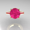 Classic 14K Yellow Gold 3.0 Carat Pink Sapphire Solitaire Wedding Ring R301-14KYGDPS-4