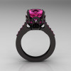 Classic 14K Black Gold 3.0 Carat Pink Sapphire Solitaire Wedding Ring R301-14BGPS-2