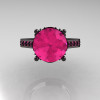 Classic 14K Black Gold 3.0 Carat Pink Sapphire Solitaire Wedding Ring R301-14BGPS-4