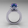 Classic 14K White Gold 3.0 Carat Russian Chrysoberyl Alexandrite Diamond Solitaire Wedding Ring R301-14KWGDAL-3