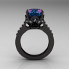 Classic 14K Black Gold 3.0 Carat Russian Chrysoberyl Alexandrite Diamond Solitaire Wedding Ring R301-14KBGDAL-3