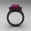 Modern Victorian 14K Black Gold 4.0 Carat Pink Sapphire Engagement Ring R217-14KBGPS-2