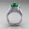 Modern Antique 14K White Gold 3.0 Carat Emerald Wedding Ring R211-14KWGEM-2