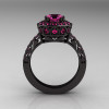 14K Black Gold 1.0 Carat Pink Sapphire Wedding Ring Engagement Ring R199-14KBGPS-2