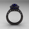 14K Black Gold 1.0 Carat Blue Sapphire Wedding Ring Engagement Ring R199-14KBGBS-2