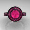 14K Black Gold 1.0 Carat Pink Sapphire Wedding Ring Engagement Ring R199-14KBGPS-4