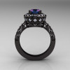 14K Black Gold 1.0 Carat Russian Alexandrite Diamond Wedding Ring Engagement Ring R199-14KBGDA-2