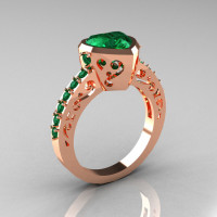 Classic 10K Rose Gold 2.0 Carat Heart Emerald Bridal Ring R314-10KRGEM-1