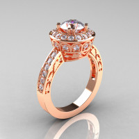 14K Rose Gold 1.0 Carat Cubic Zirconia Diamond Wedding Ring Engagement Ring R199-14KRGDCZ-1