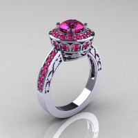 10K White Gold 1.0 Carat Pink Sapphire Wedding Ring Engagement Ring R199-10KWGPS-1