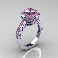 10K White Gold 1.0 Carat Light Pink Sapphire Wedding Ring Engagement Ring R199-10KWGLPS-1