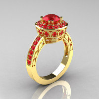Classic 14K Yellow Gold 1.0 Carat Rubies Wedding Ring Engagement Ring R199-14KYGR-1