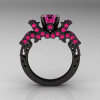 French 14K Black Gold 1.0 Carat Pink Sapphire Wedding Ring Engagement Ring R198-14KBGPSS-2