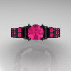 French 14K Black Gold 1.0 Carat Pink Sapphire Wedding Ring Engagement Ring R198-14KBGPSS-4